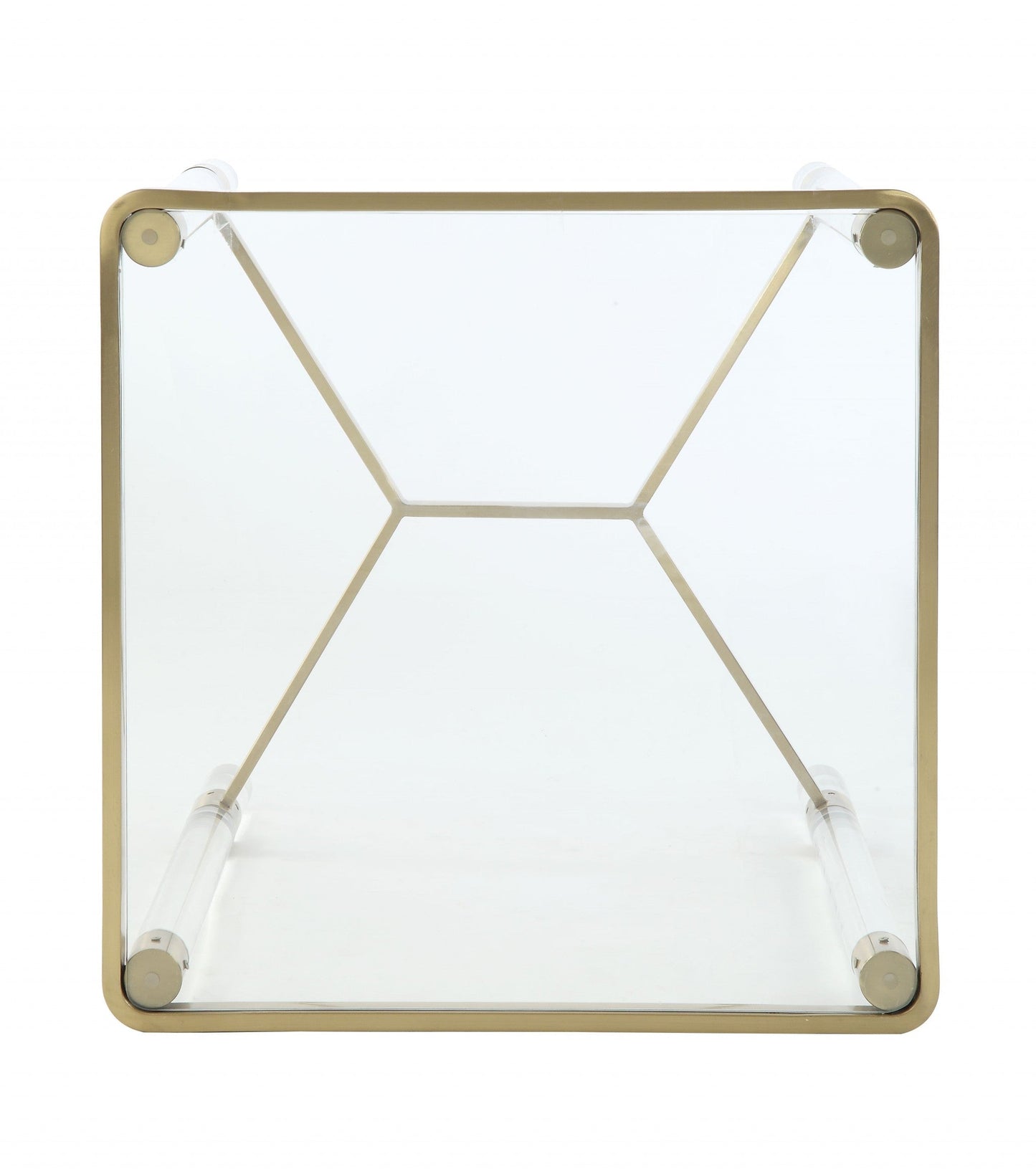 HomeRoots 20" x 20" x 24" Stainless Steel Clear Acrylic And Glass End Table