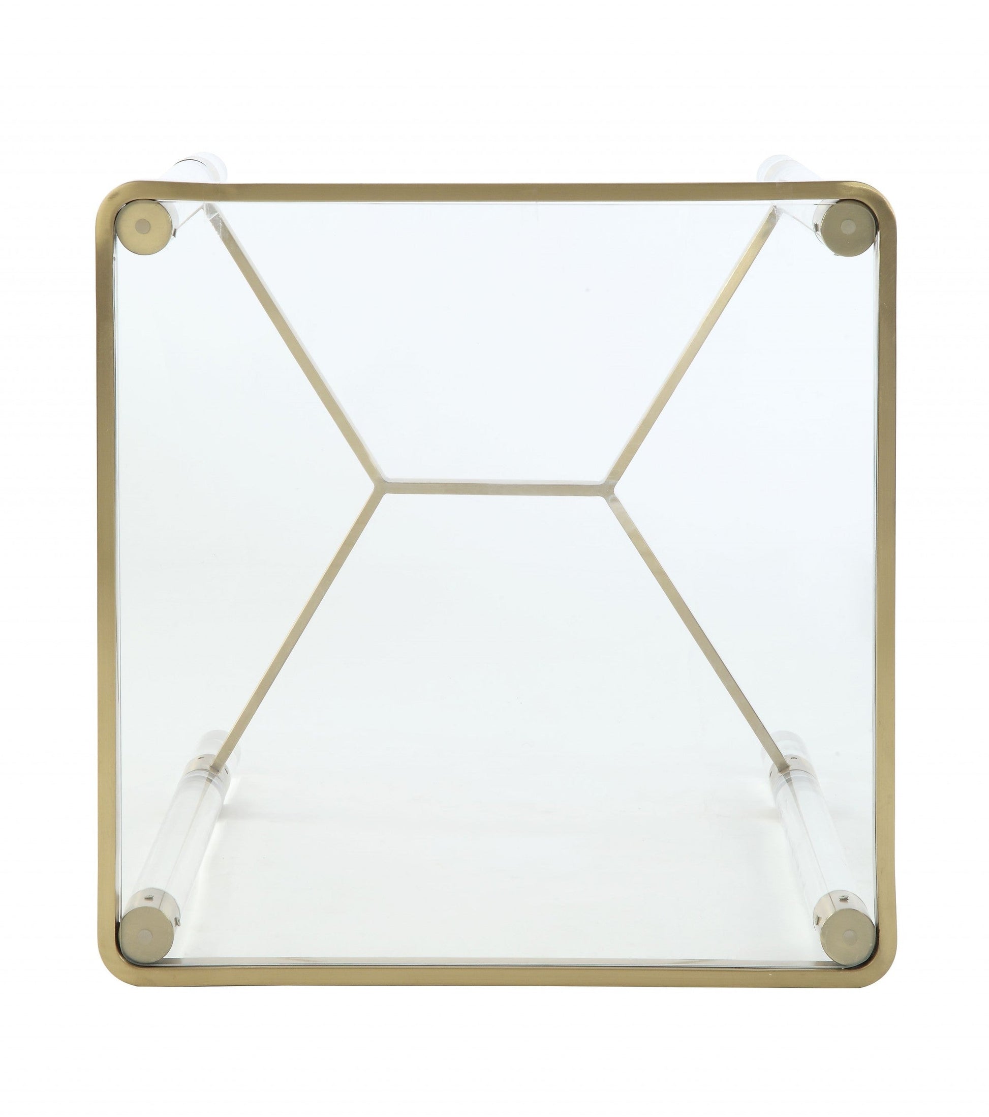 HomeRoots 20" x 20" x 24" Stainless Steel Clear Acrylic And Glass End Table