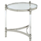 HomeRoots 20" x 20" x 24" Stainless Steel Clear Acrylic And Glass End Table