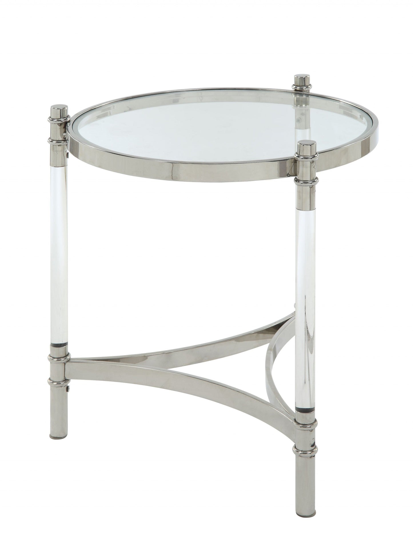 HomeRoots 20" x 20" x 24" Stainless Steel Clear Acrylic And Glass End Table