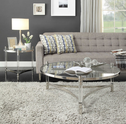 HomeRoots 20" x 20" x 24" Stainless Steel Clear Acrylic And Glass End Table