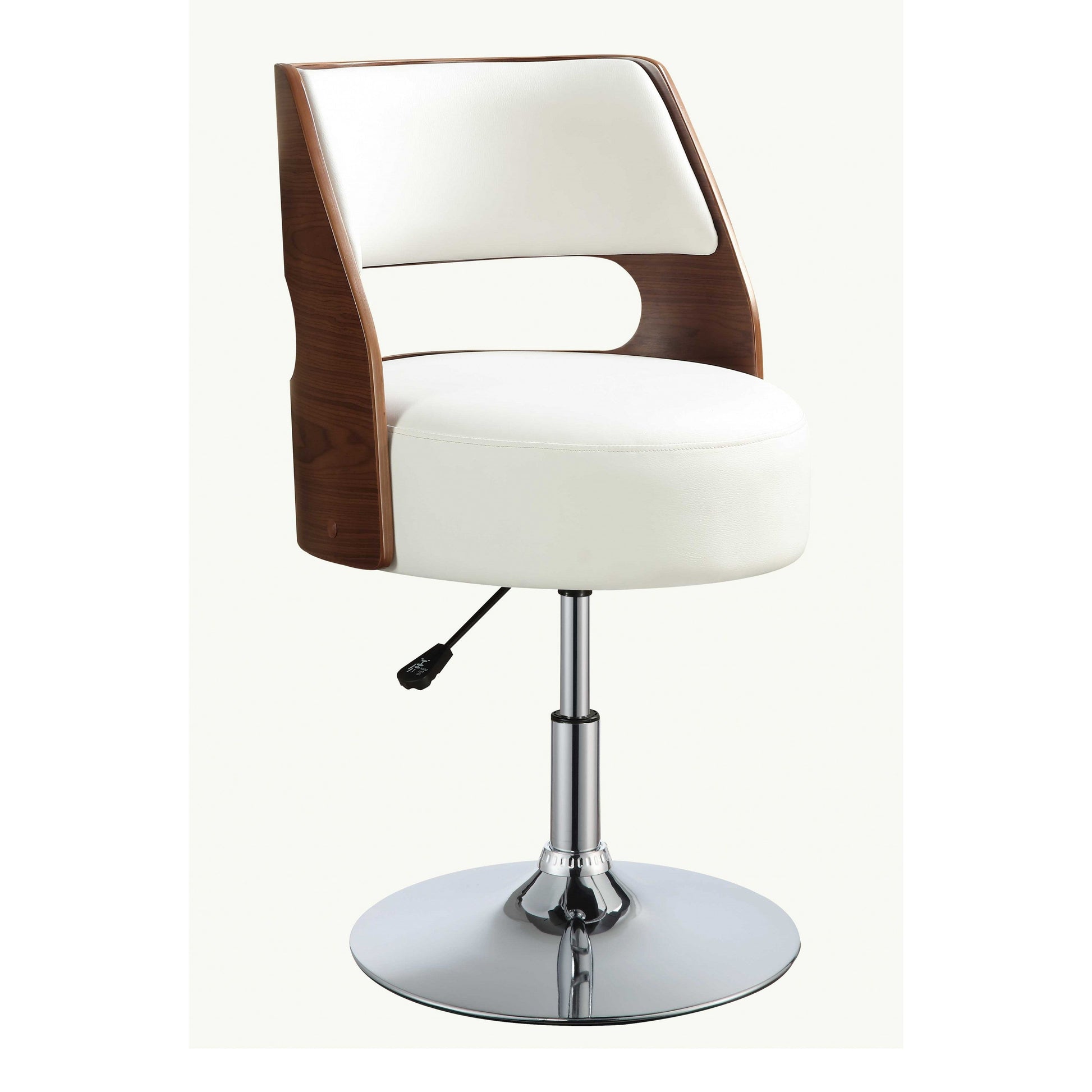 HomeRoots 20" x 20" x 31" Swivel Adjustable Stool In White And Walnut Finish