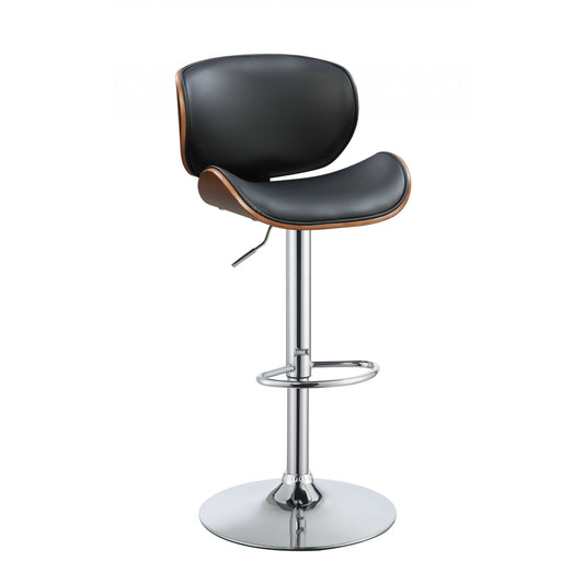 HomeRoots 20" x 20" x 36" Adjustable Stool In Black And Walnut Finish