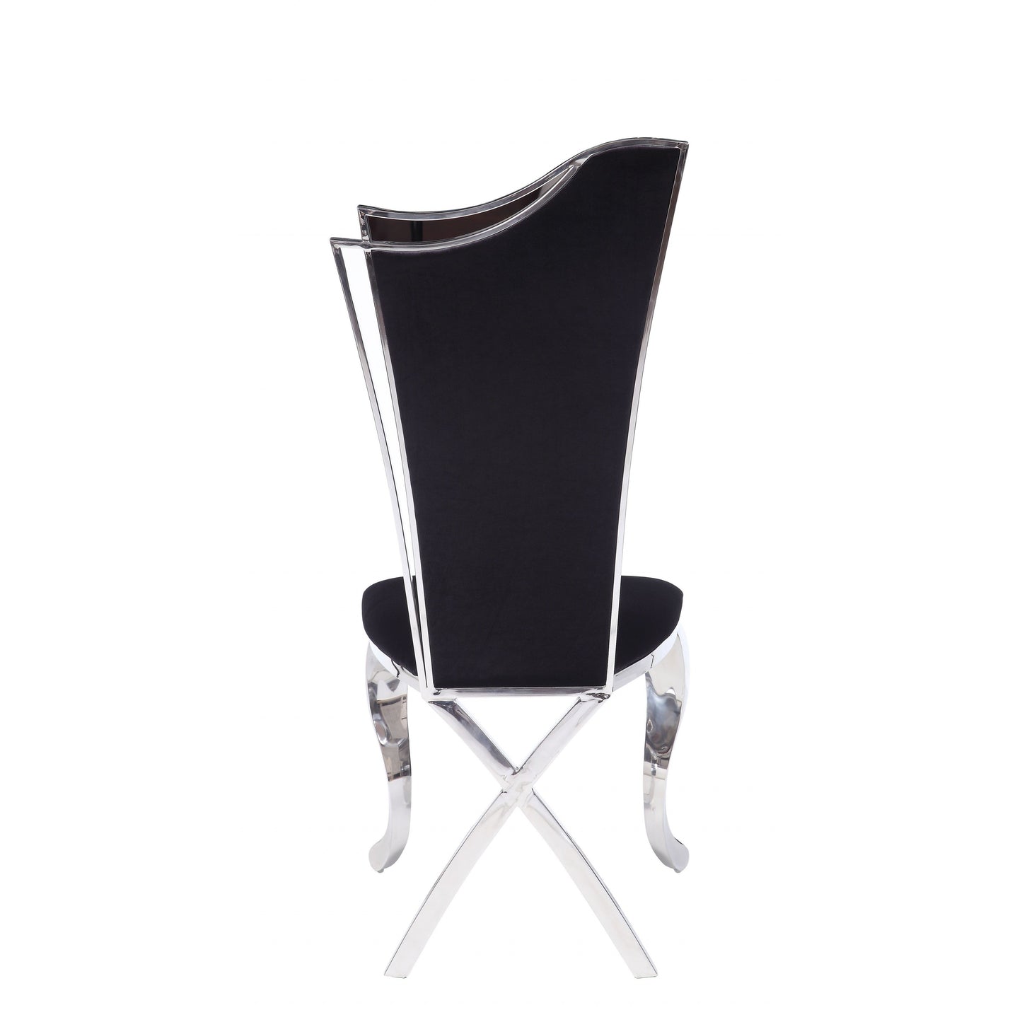 HomeRoots 20" x 21" x 43" Fabric and Stainless Steel Upholstered Side Chair in Set of Two