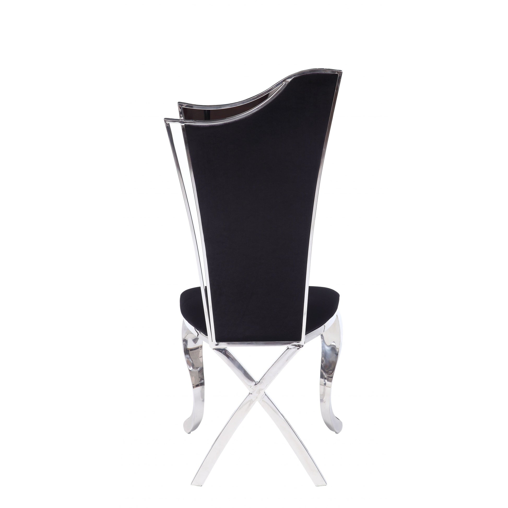 HomeRoots 20" x 21" x 43" Fabric and Stainless Steel Upholstered Side Chair in Set of Two