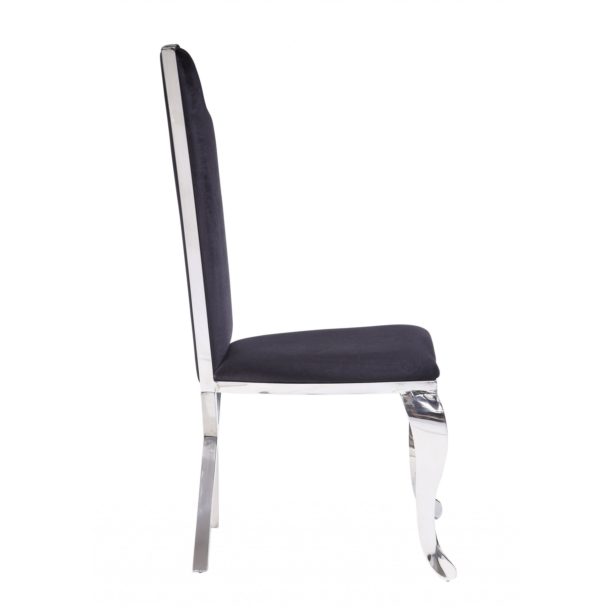 HomeRoots 20" x 21" x 43" Fabric and Stainless Steel Upholstered Side Chair in Set of Two