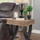 HomeRoots 20" x 22" x 25" Black Wood Metal End Table With Antique Oak Finish