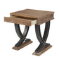 HomeRoots 20" x 22" x 25" Black Wood Metal End Table With Antique Oak Finish