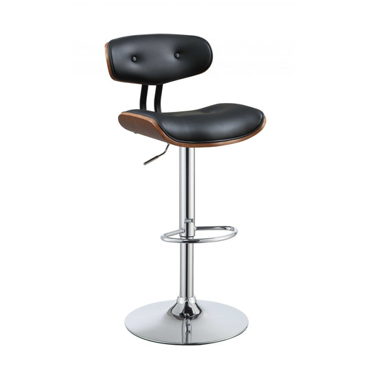 HomeRoots 20" x 23" x 38" Black And Walnut Adjustable Stool