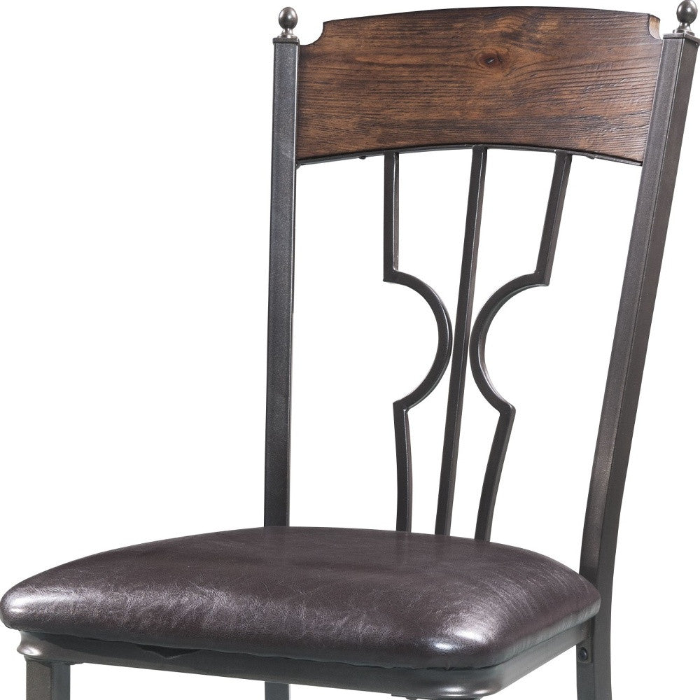 HomeRoots 20" x 23" x 39" Espresso And Dark Bronze Side Chair In Set of Two