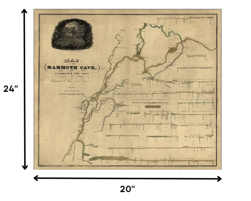 HomeRoots 20" x 24" Map of Kentucky Mammoth Cave Vintage Poster Wall Art