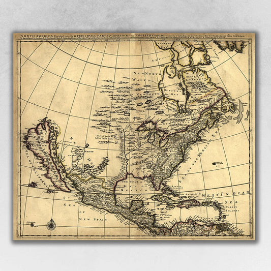 HomeRoots 20" x 24" Map of North America c1685 Vintage Poster Wall Art