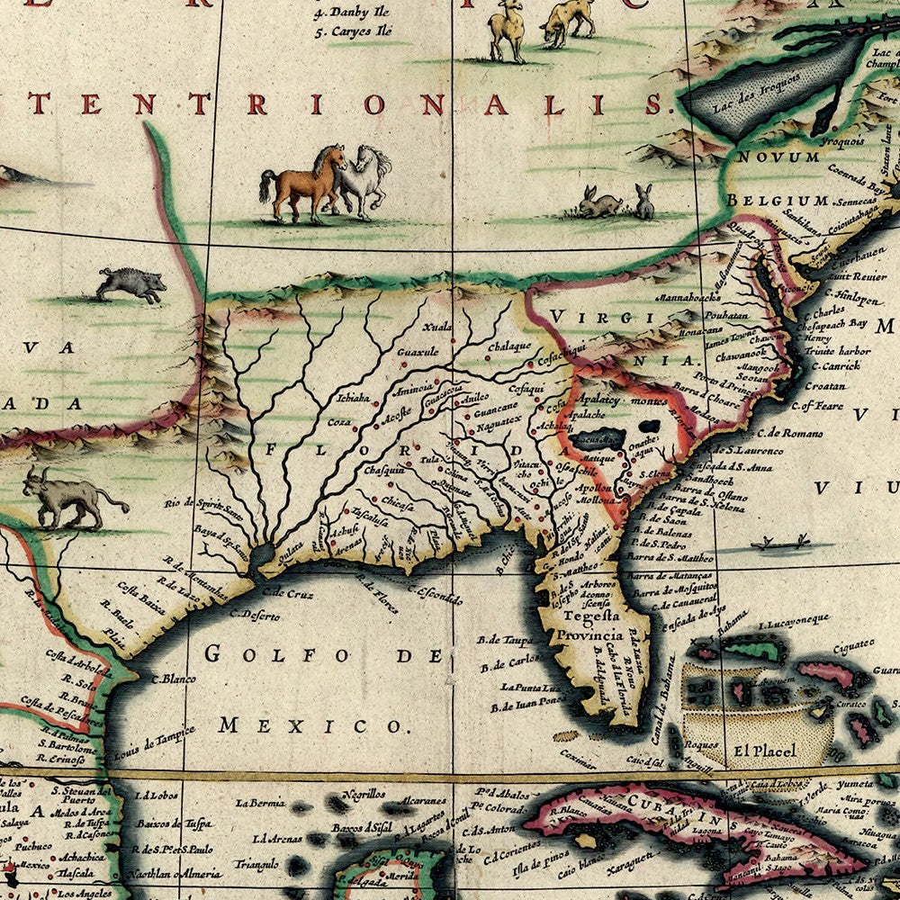 HomeRoots 20" x 24" Vintage 1652 Map of Early North America Wall Art