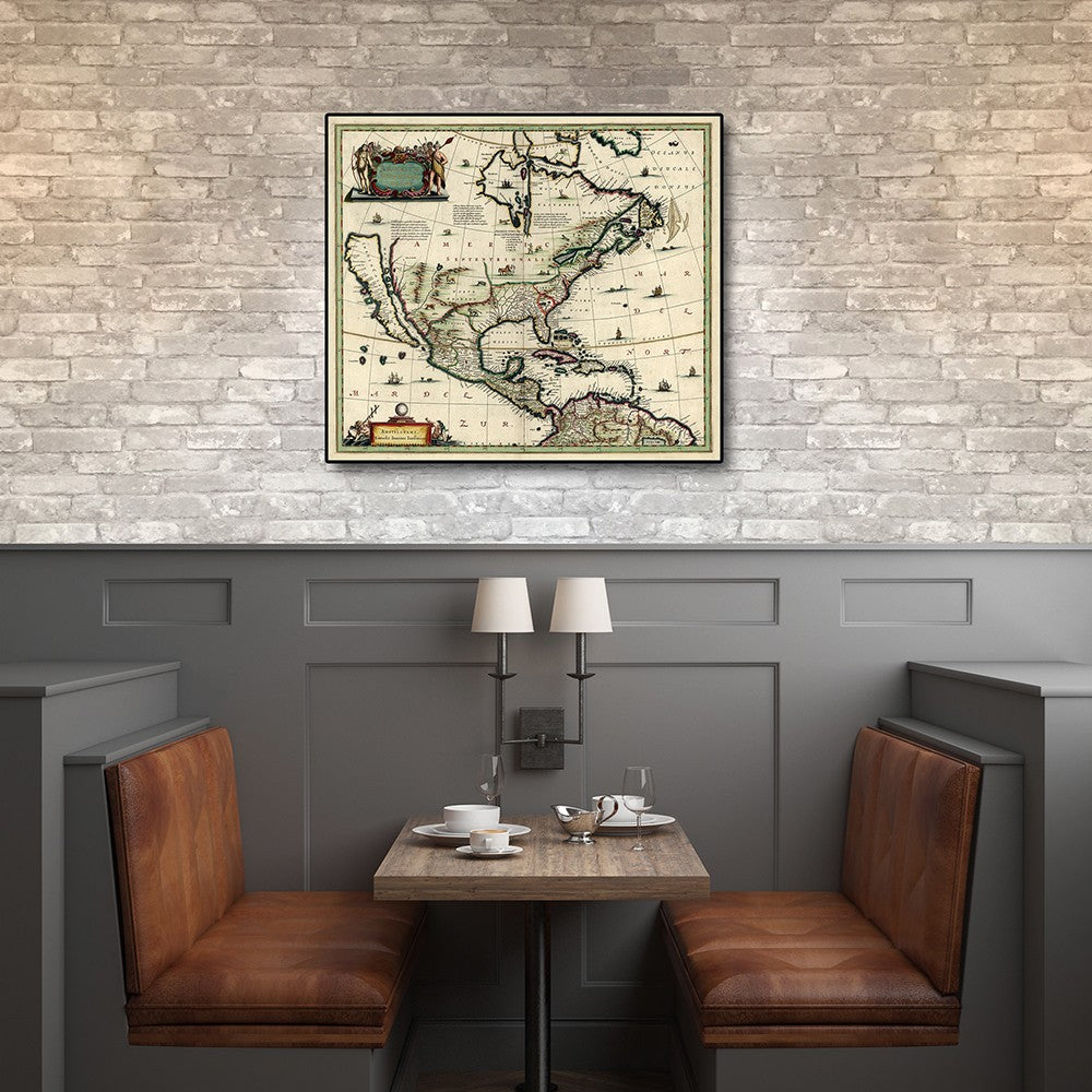HomeRoots 20" x 24" Vintage 1652 Map of Early North America Wall Art