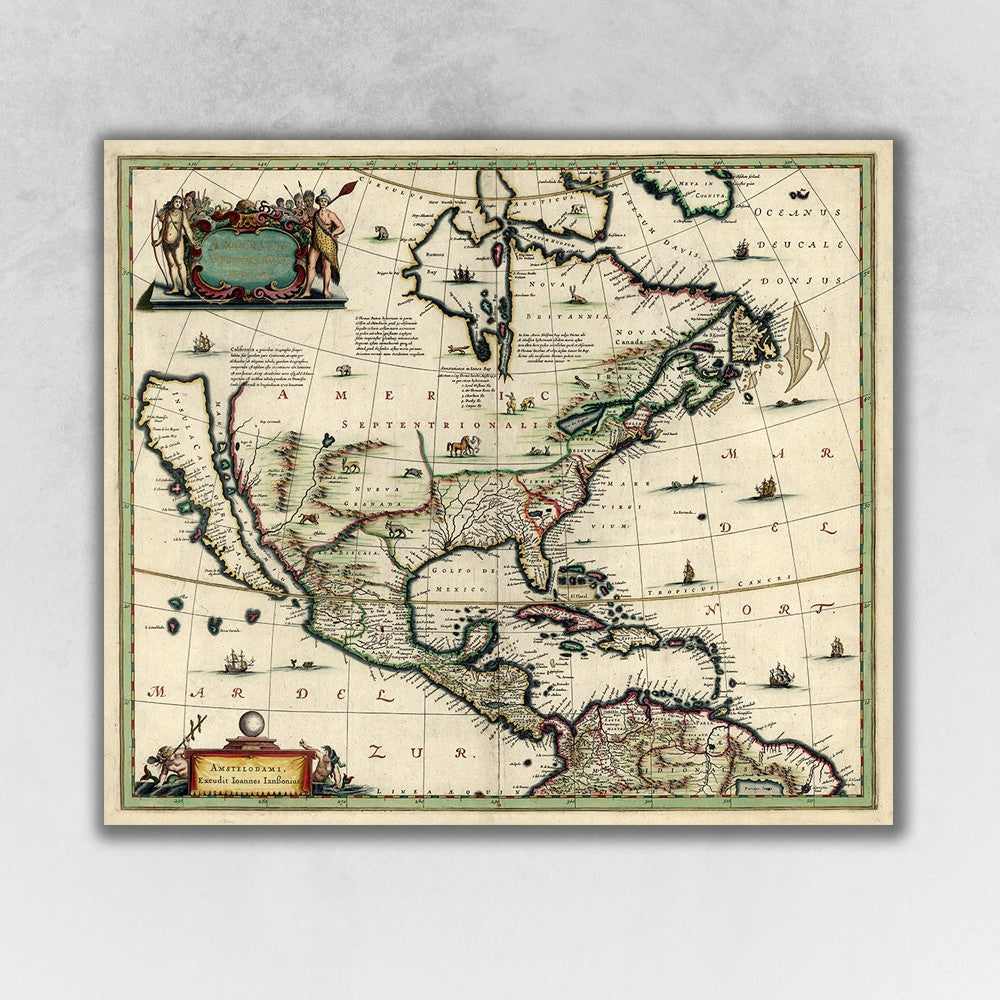 HomeRoots 20" x 24" Vintage 1652 Map of Early North America Wall Art