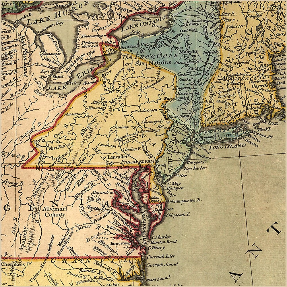 HomeRoots 20" x 24" Vintage 1771 Map of North America Wall Art