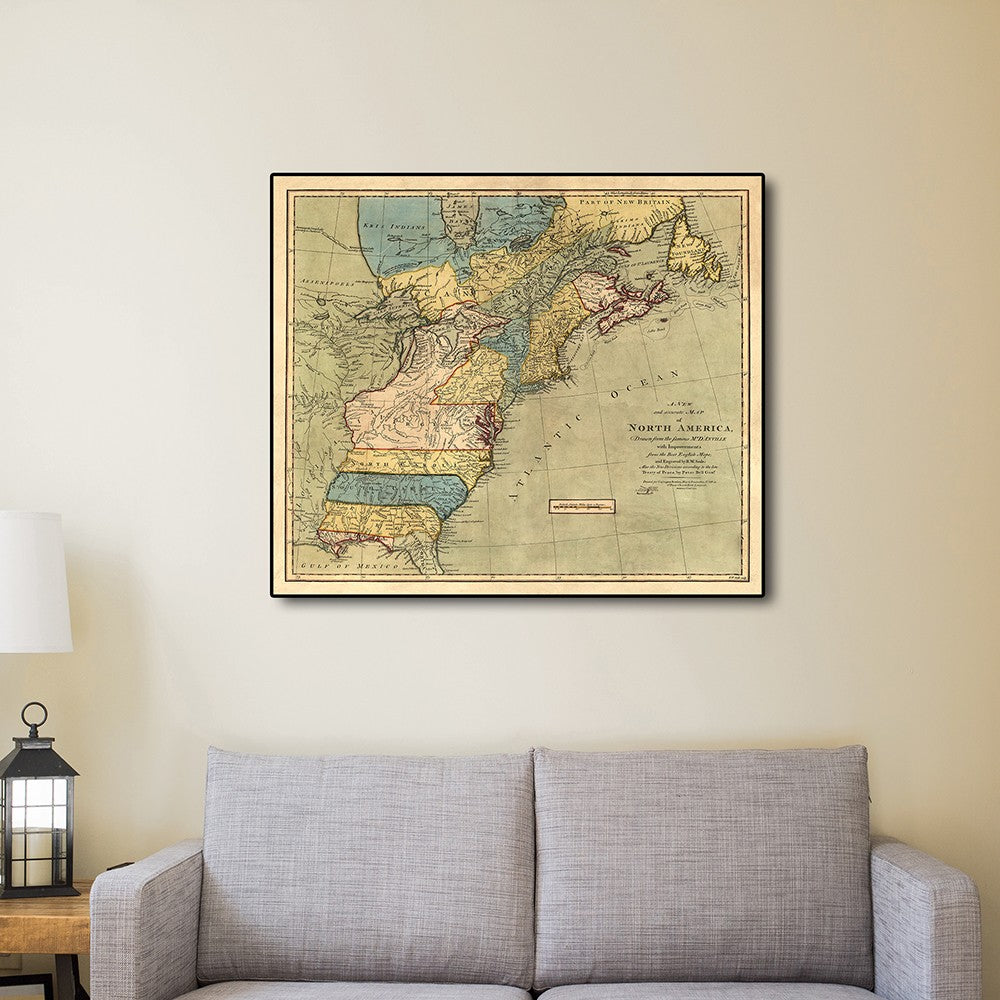 HomeRoots 20" x 24" Vintage 1771 Map of North America Wall Art