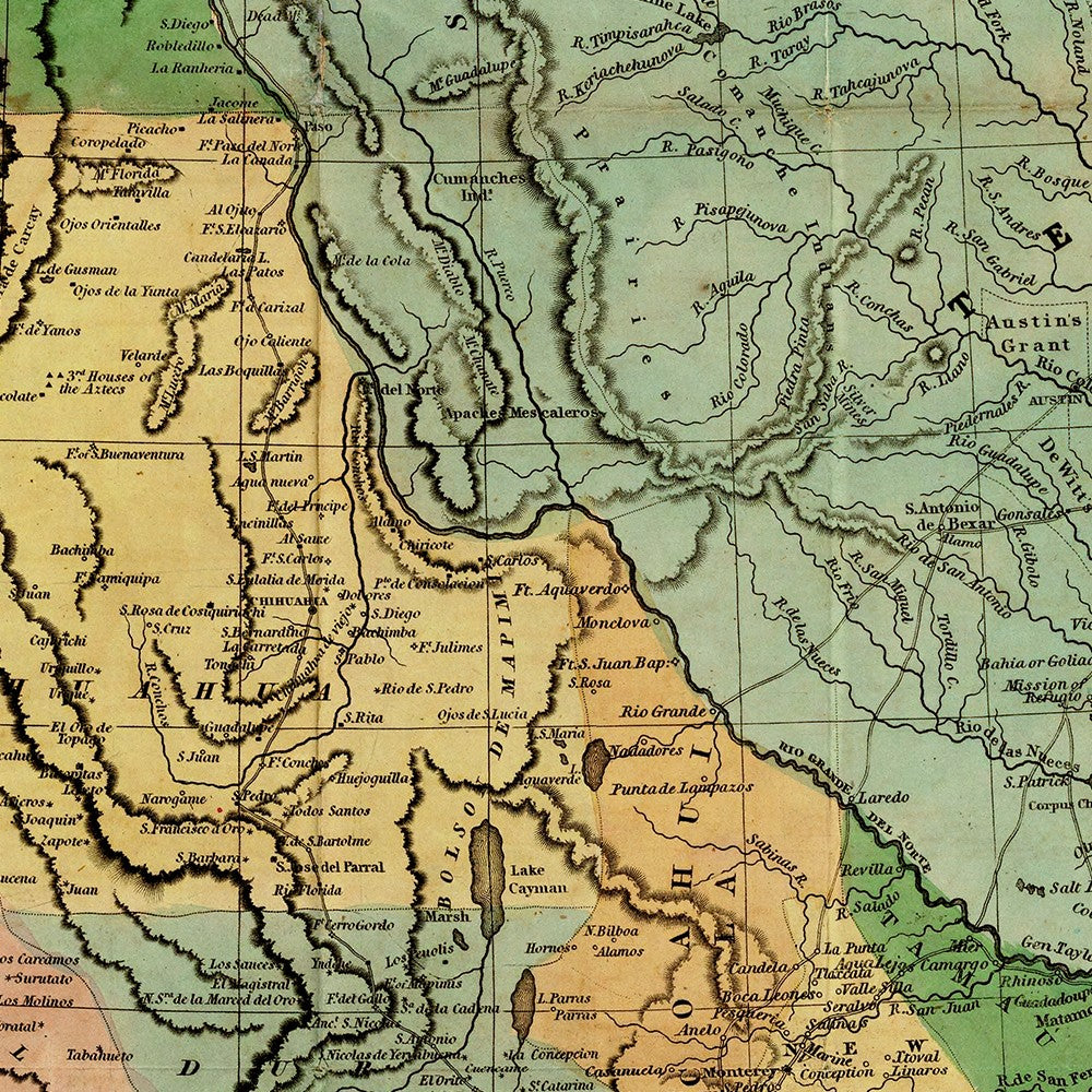 HomeRoots 20" x 24" Vintage 1846 Map of Mexico Wall Art
