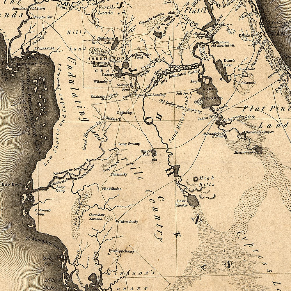 HomeRoots 20" x 24" c1823 Early Map Of Florida Vintage Poster Wall Art