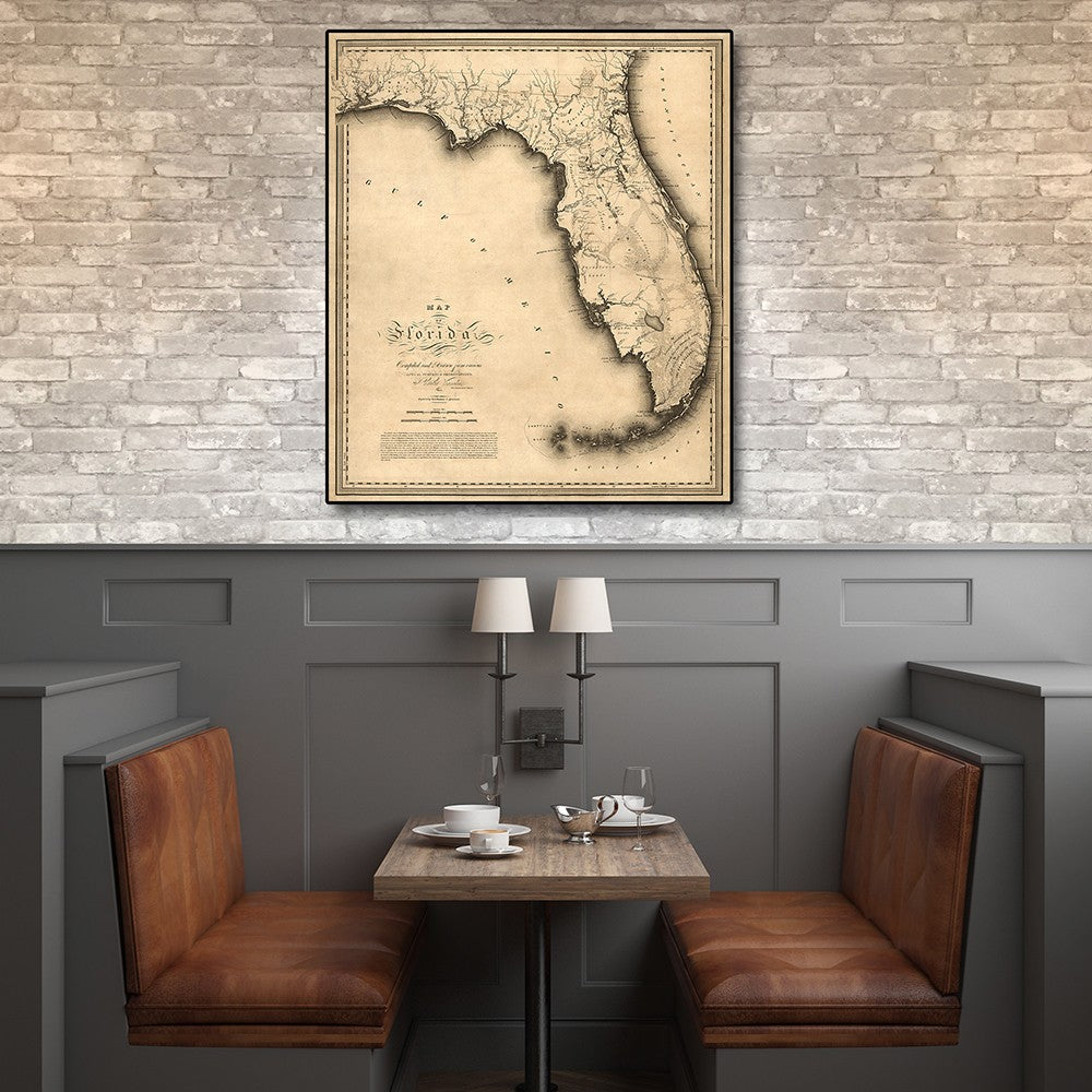 HomeRoots 20" x 24" c1823 Early Map Of Florida Vintage Poster Wall Art