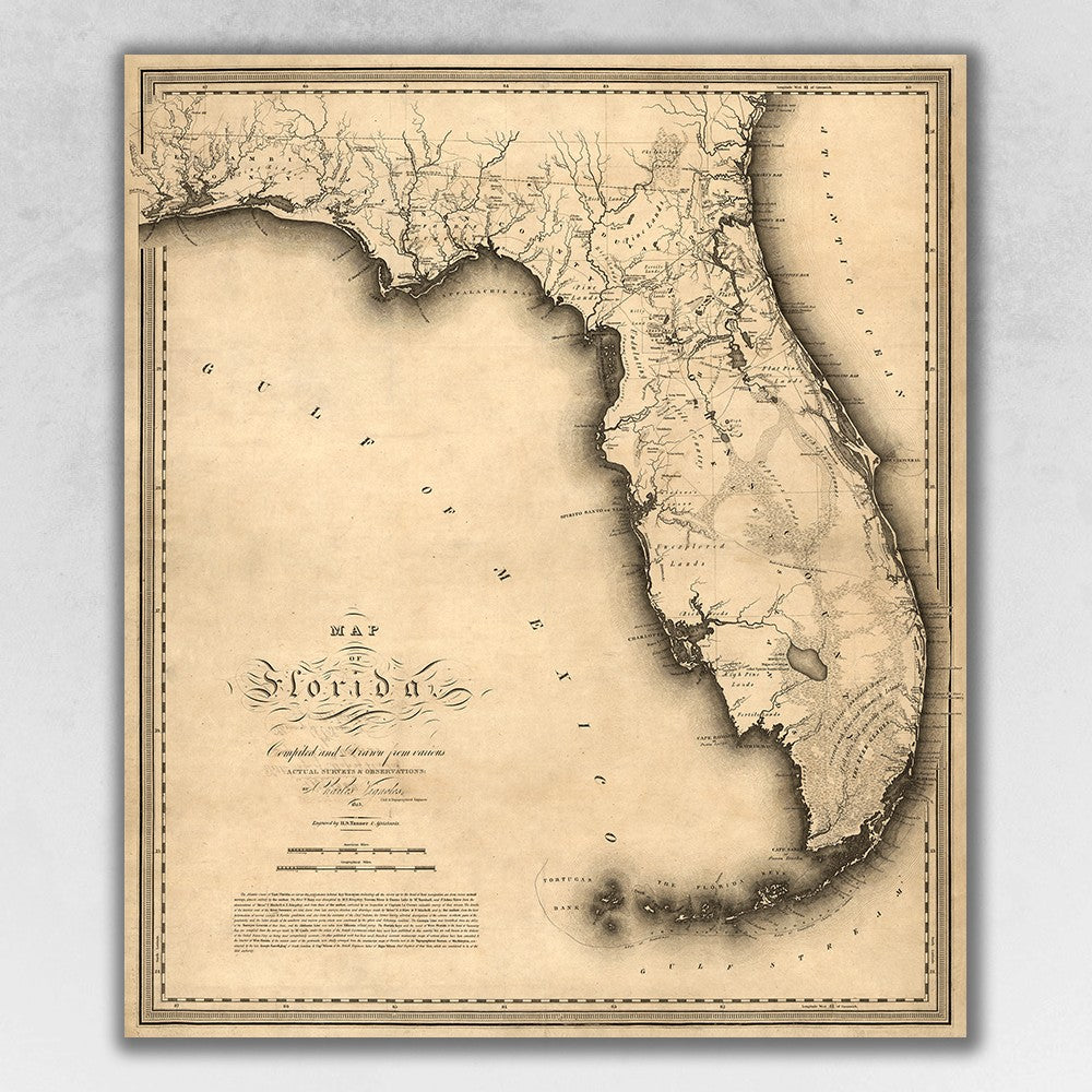 HomeRoots 20" x 24" c1823 Early Map Of Florida Vintage Poster Wall Art