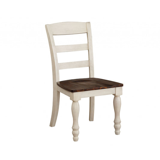 HomeRoots 20" x 24" x 38" Walnut And White Washed Side Chair In Set Of Two