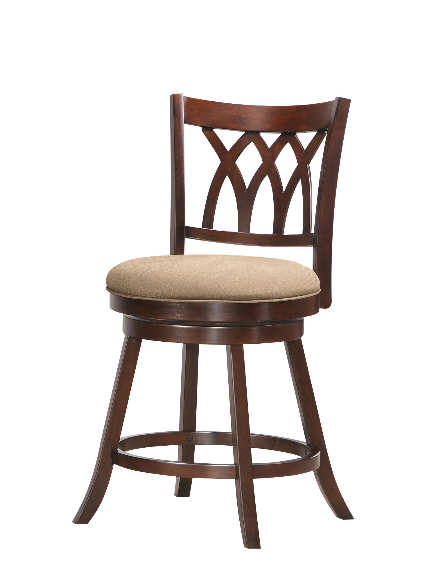 HomeRoots 20' x 24' x 41' Fabric And Espresso Swivel Counter Height Chair With