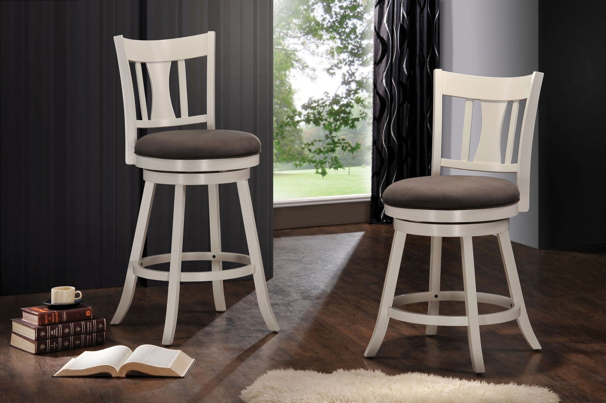 HomeRoots 20' x 24' x 41' White Fabric Counter Height Chair