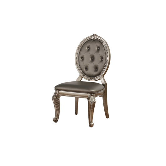 HomeRoots 20" x 24" x 42" Antique Champagne Side Chair In Set Of Two