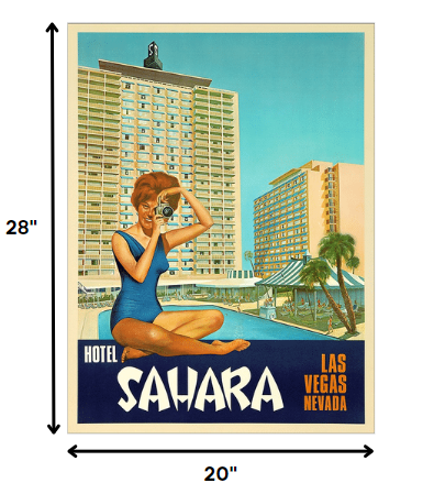 HomeRoots 20" x 28" Hotel Sahara c1960s Las Vegas Vintage Travel Poster Wall Art