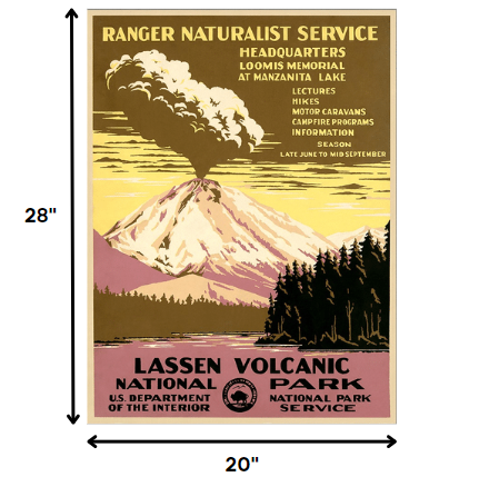 HomeRoots 20" x 28" Lassen Volcanic National Park Vintage Travel Poster Wall Art