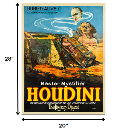 HomeRoots 20" x 28" Master Mystifier Houdini Vintage Magic Poster Wall Art