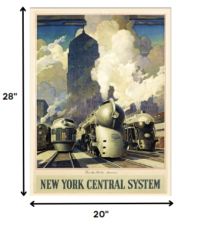 HomeRoots 20" x 28" New York Railroad Vintage Travel Poster Wall Art