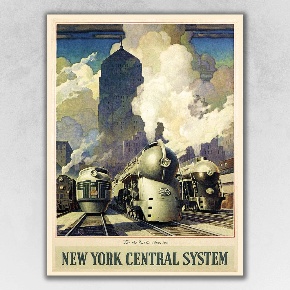 HomeRoots 20" x 28" New York Railroad Vintage Travel Poster Wall Art