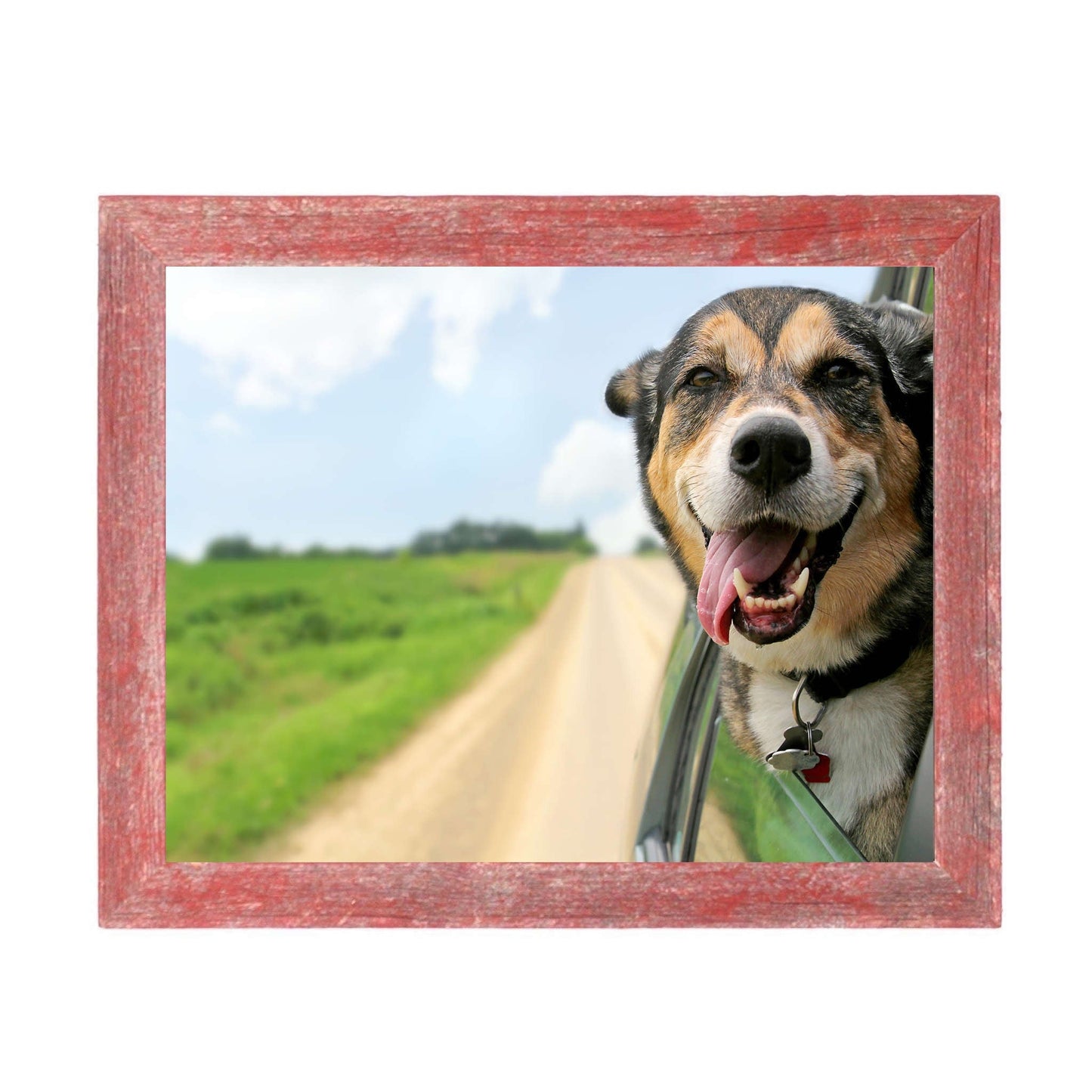 HomeRoots 20" x 28" Rustic Farmhouse Red Wood Frame