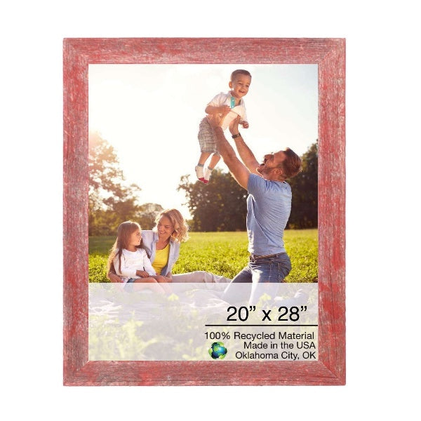HomeRoots 20" x 28" Rustic Farmhouse Red Wood Frame