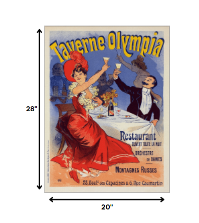 HomeRoots 20" x 28" Taverne Olympia French Restaraunt Wall Art Print