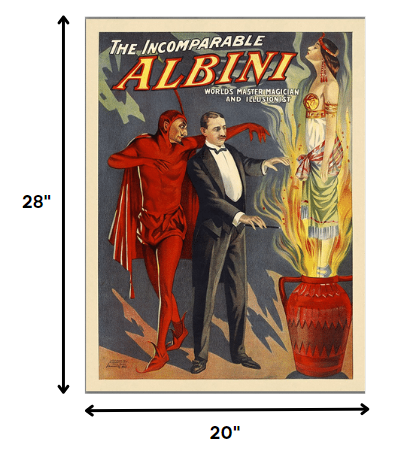 HomeRoots 20" x 28" The Incomparable Albini Vintage Magic Poster Wall Art