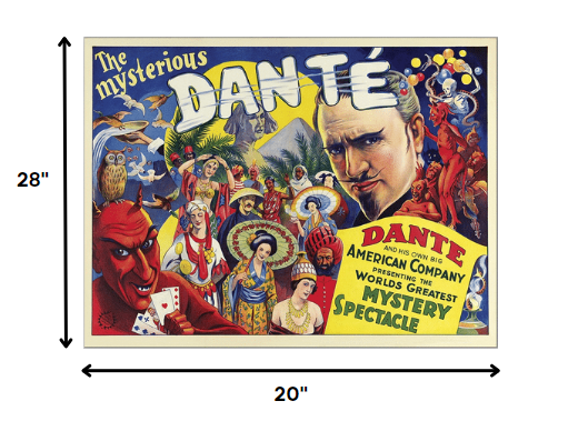 HomeRoots 20" x 28" The Mysterious Dante Vintage Magic Poster Wall Art
