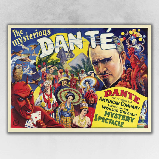 HomeRoots 20" x 28" The Mysterious Dante Vintage Magic Poster Wall Art