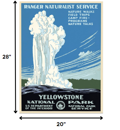 HomeRoots 20" x 28" Yellowstone National Park c1938 Vintage Travel Poster Wall Art