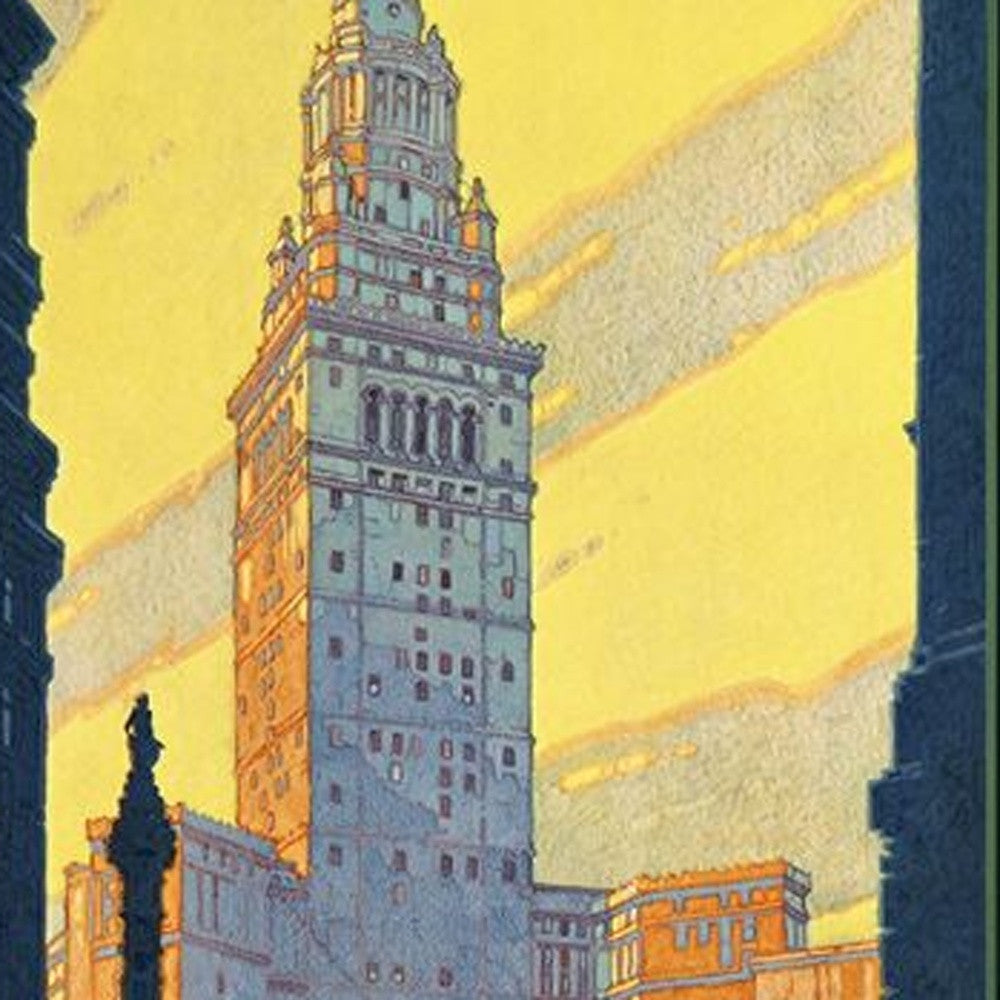 HomeRoots 20" x 30" Cleveland Union Terminal Vintage Travel Poster Wall Art