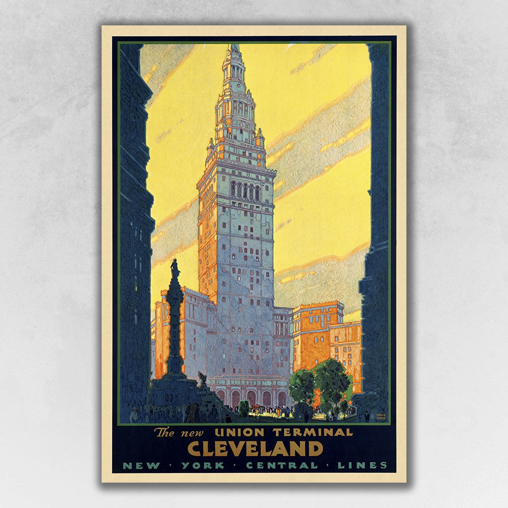 HomeRoots 20" x 30" Cleveland Union Terminal Vintage Travel Poster Wall Art