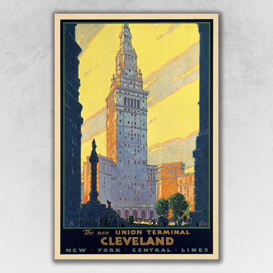 HomeRoots 20" x 30" Cleveland Union Terminal Vintage Travel Poster Wall Art