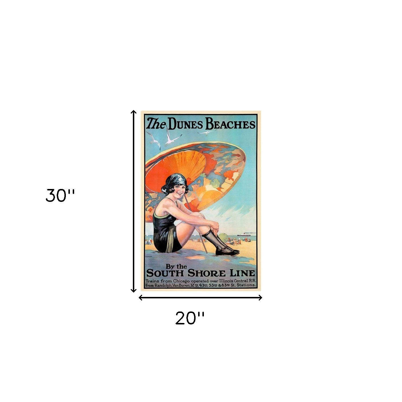 HomeRoots 20" x 30" Dunes Beaches c1920s Vintage Travel Poster Wall Art
