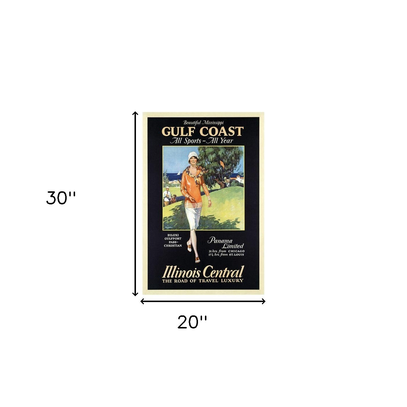 HomeRoots 20" x 30" Gulf Coast Golf 1932 Vintage Travel Poster Wall Art