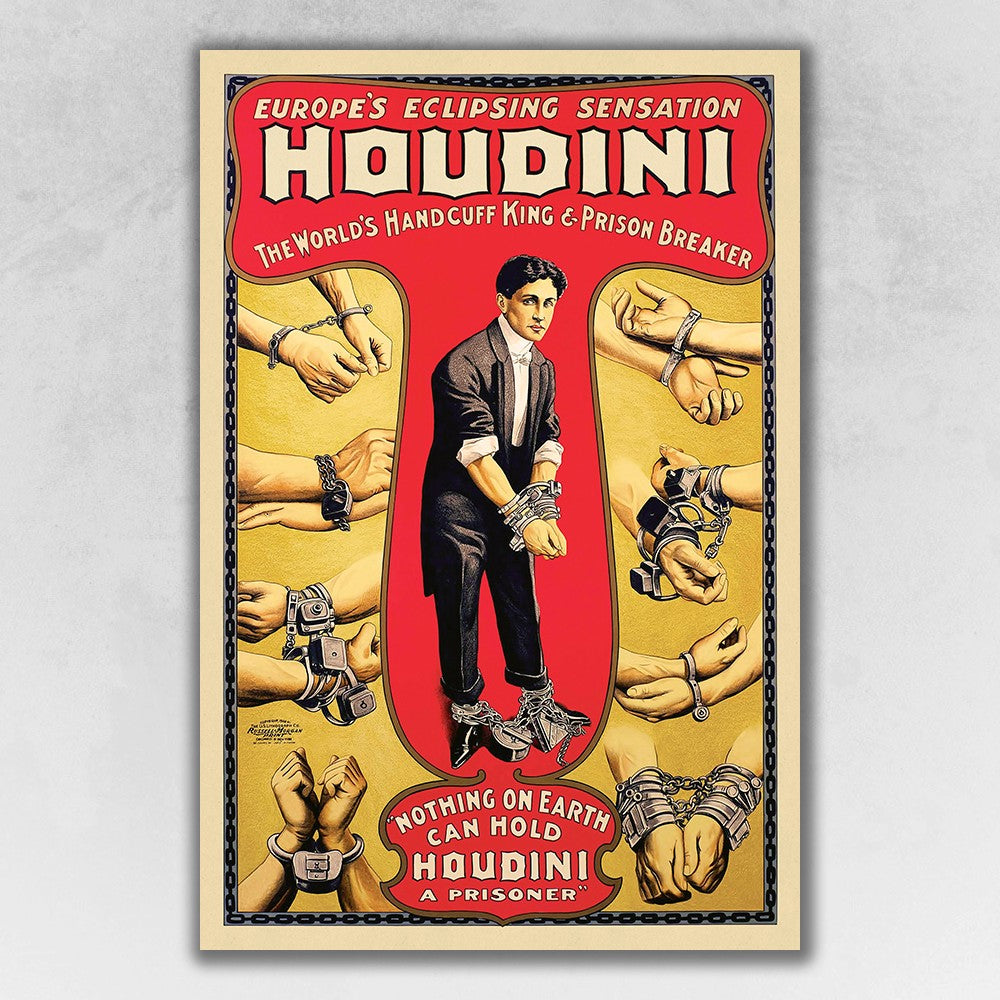 HomeRoots 20" x 30" Houdini Handcuff King Vintage Magic Poster Wall Art