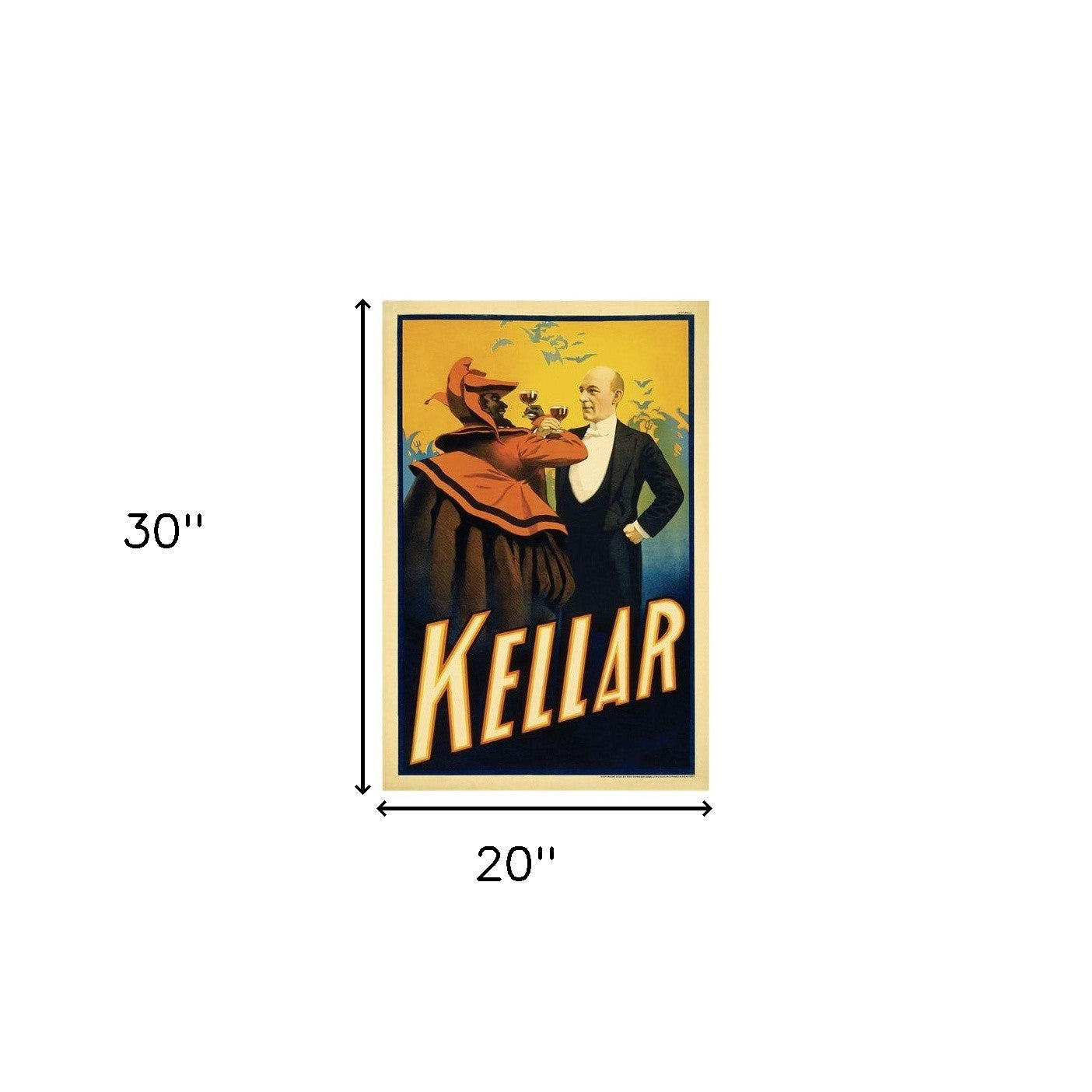 HomeRoots 20" x 30" Kellar Drinks with the Devil Vintage Magic Poster Wall Art