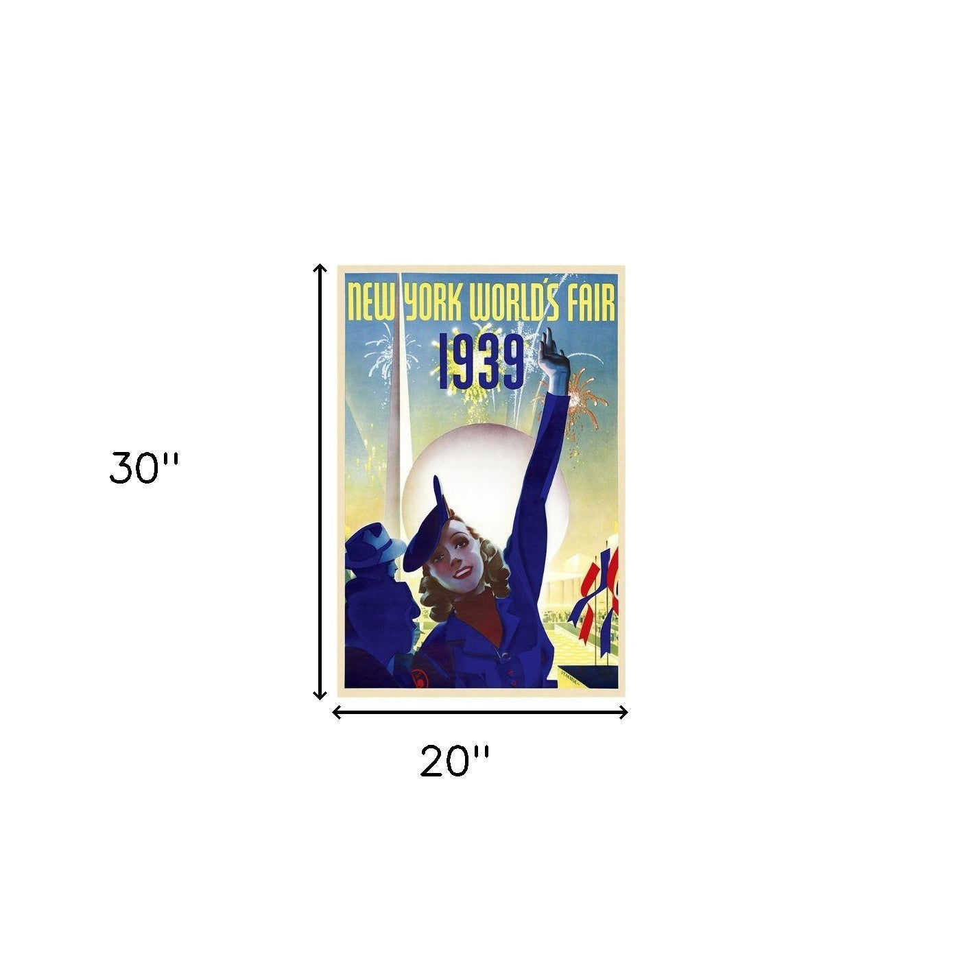 HomeRoots 20" x 30" New York 1939 World's Fair Vintage Travel Poster Wall Art