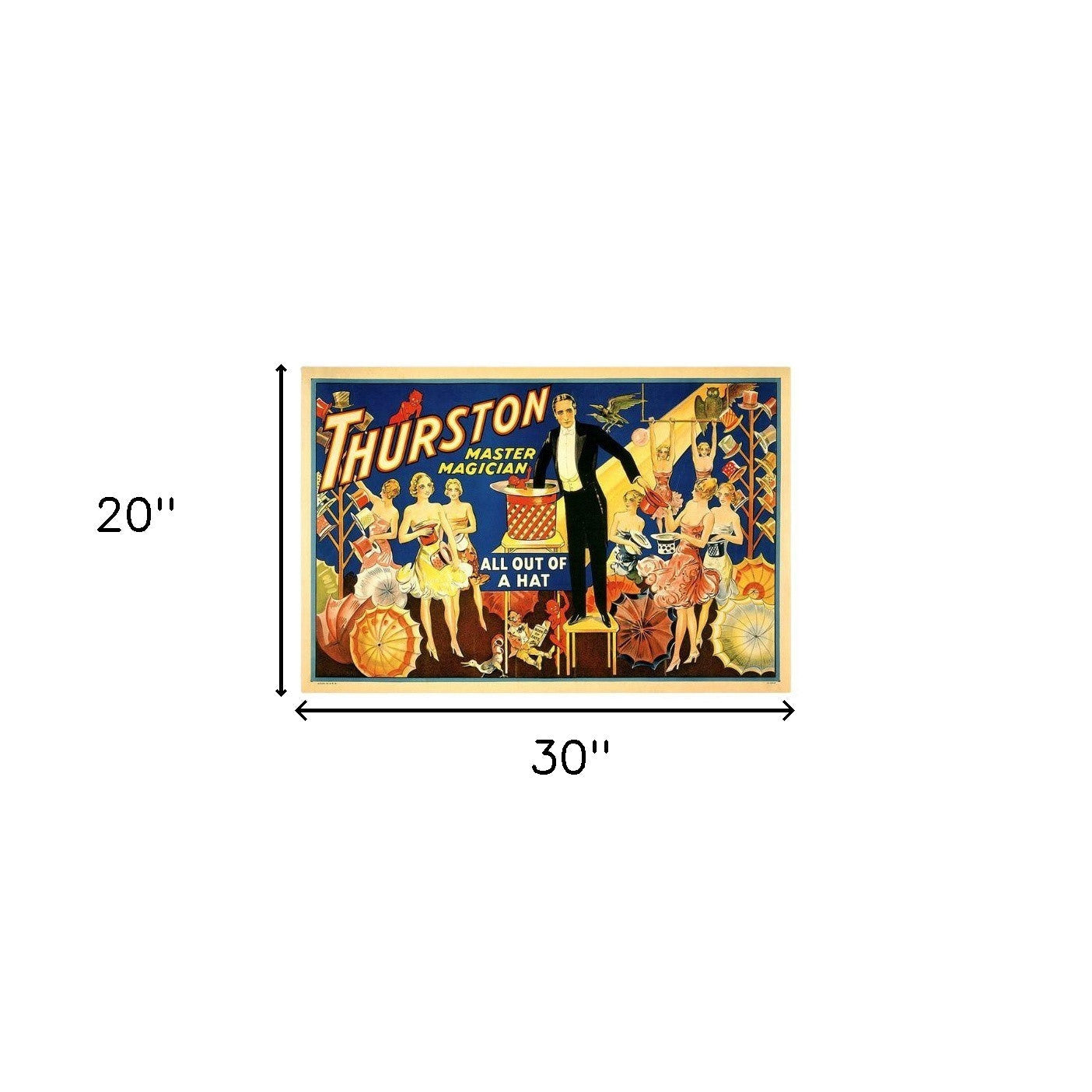 HomeRoots 20" x 30" Thurston Out of a Hat Vintage Magic Poster Wall Art